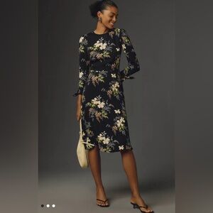 Reformation midi black floral dress size 0